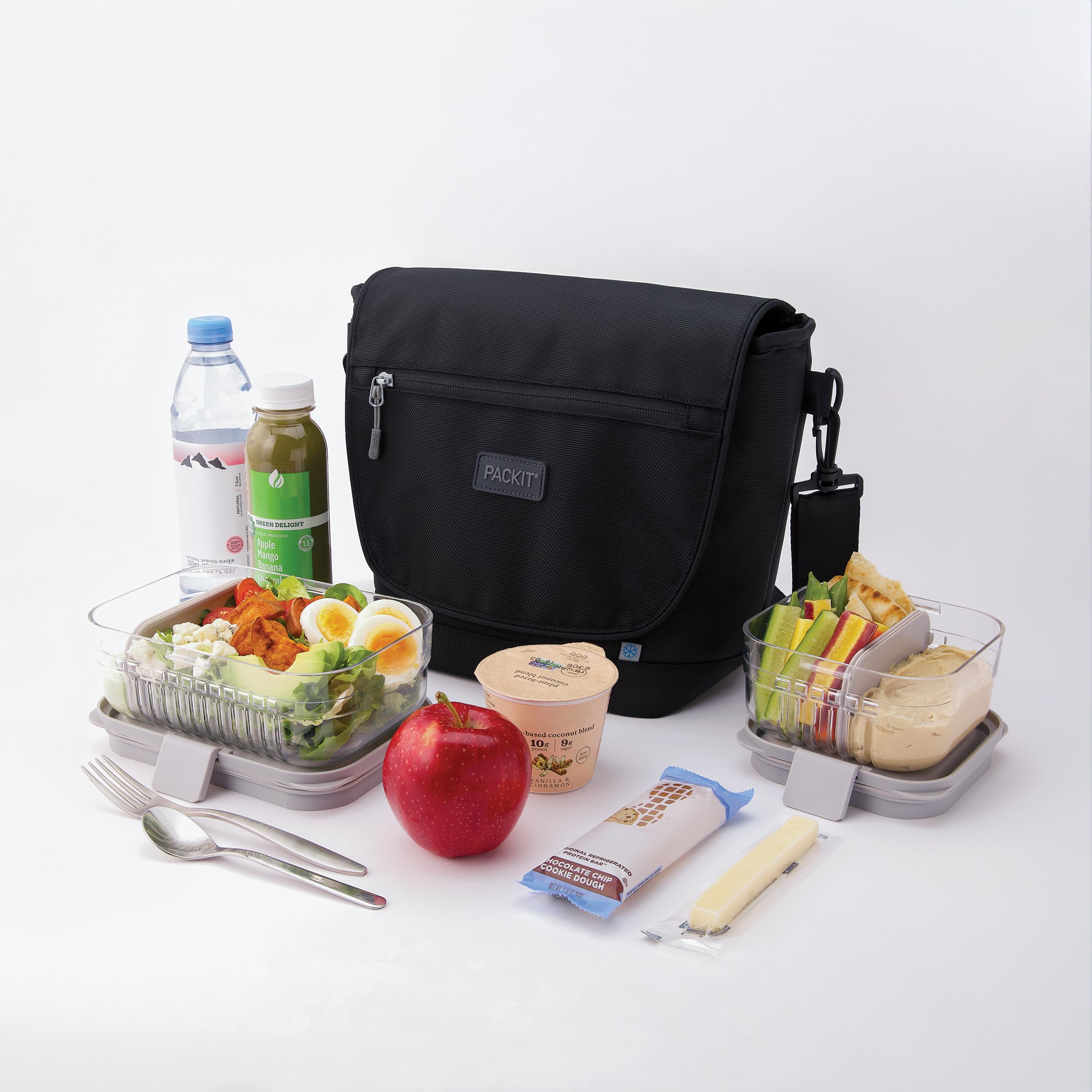 PackIt® Freezable Brooklyn Crossbody, Black, Engineered with EcoFreeze® Technology: Triple Layers for Protection, Ultimate Cooling, Removable Crossbody Strap, For Office Lunches, Fresh Food On the Go - Image 10
