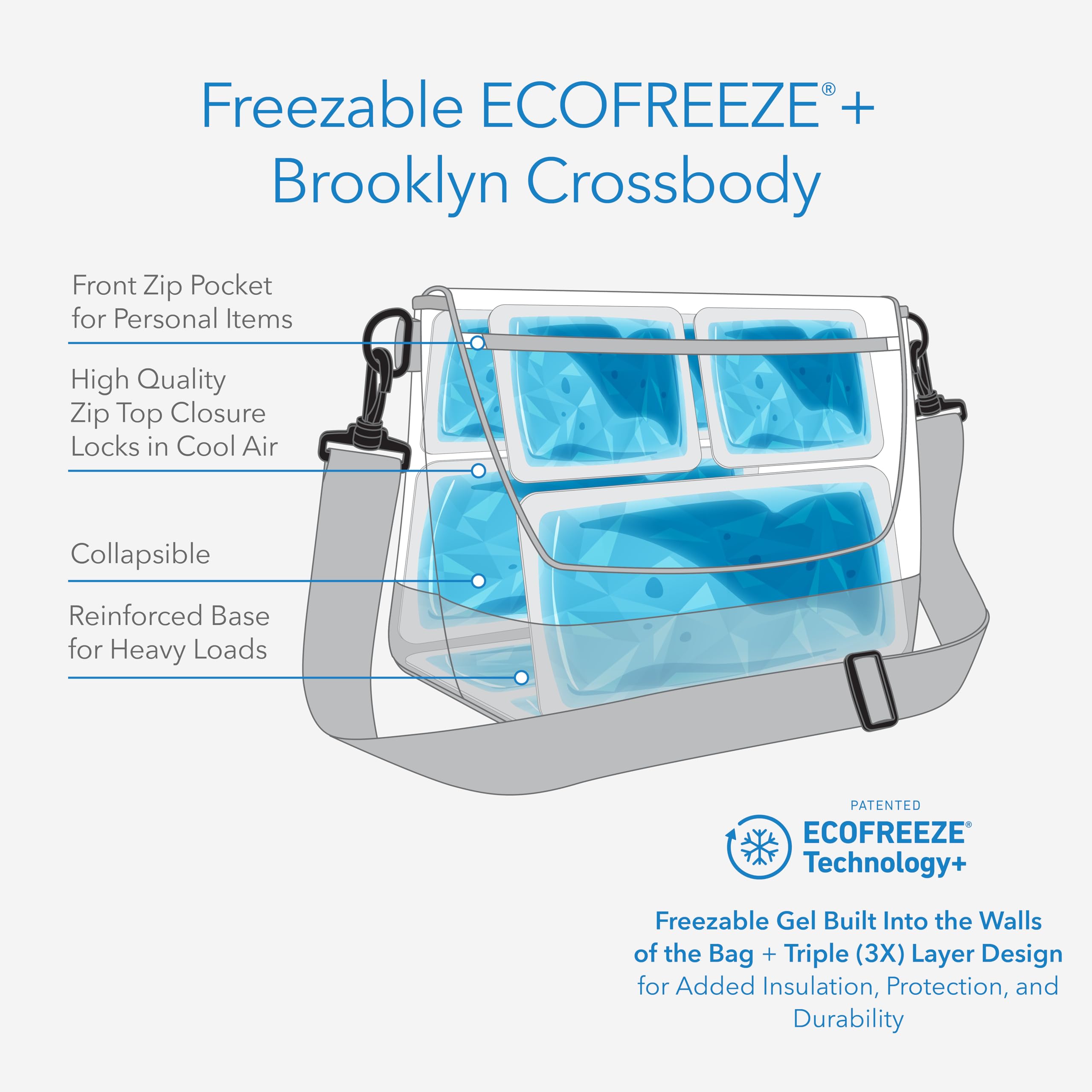 PackIt® Freezable Brooklyn Crossbody, Black, Engineered with EcoFreeze® Technology: Triple Layers for Protection, Ultimate Cooling, Removable Crossbody Strap, For Office Lunches, Fresh Food On the Go - Image 4