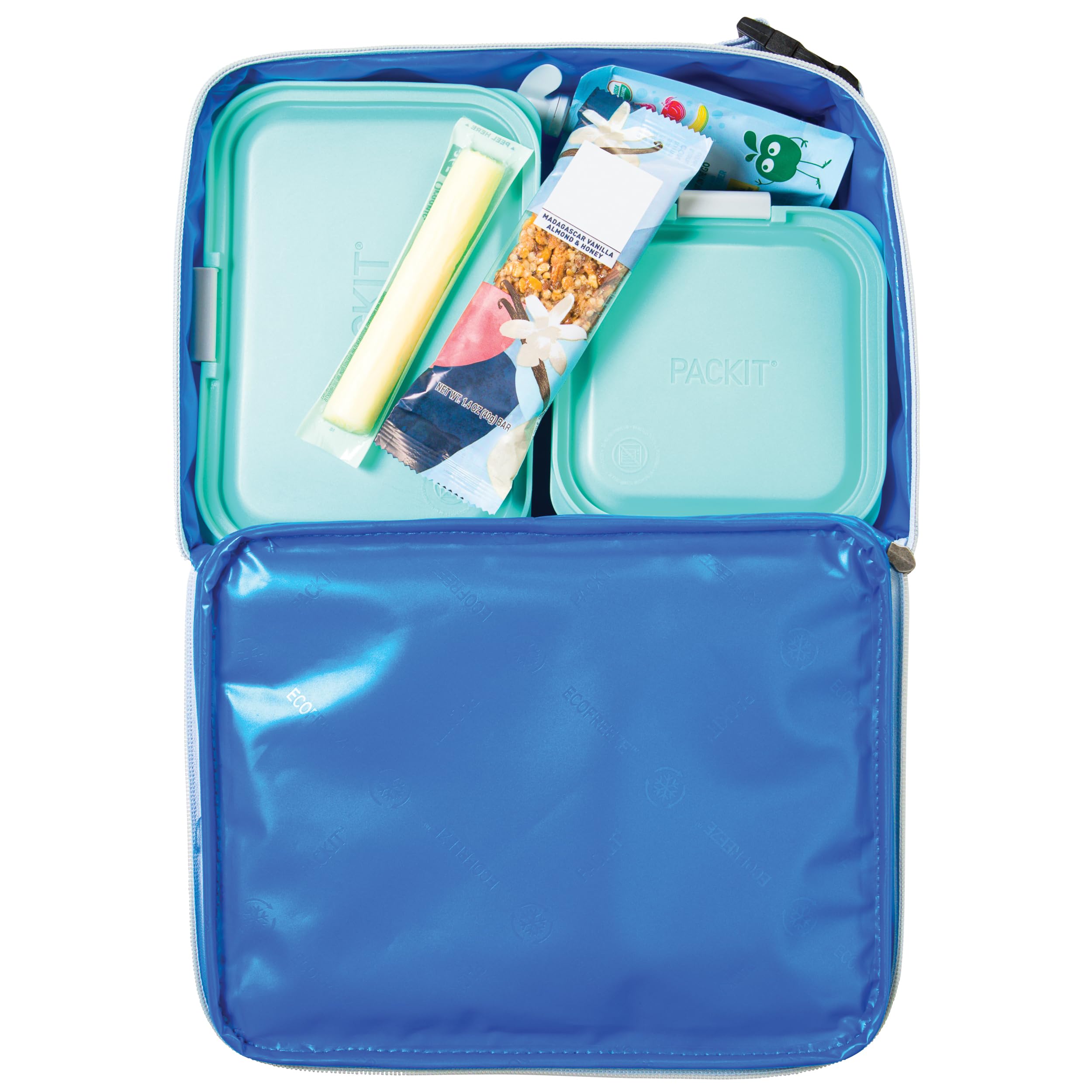 PackIt Freezable Classic Lunch Box, Blue Sky, Built with EcoFreeze Technology, Collapsible, Reusable, Zip Closure With Zip Front Pocket and Buckle Handle, Perfect for School Lunches - Image 4