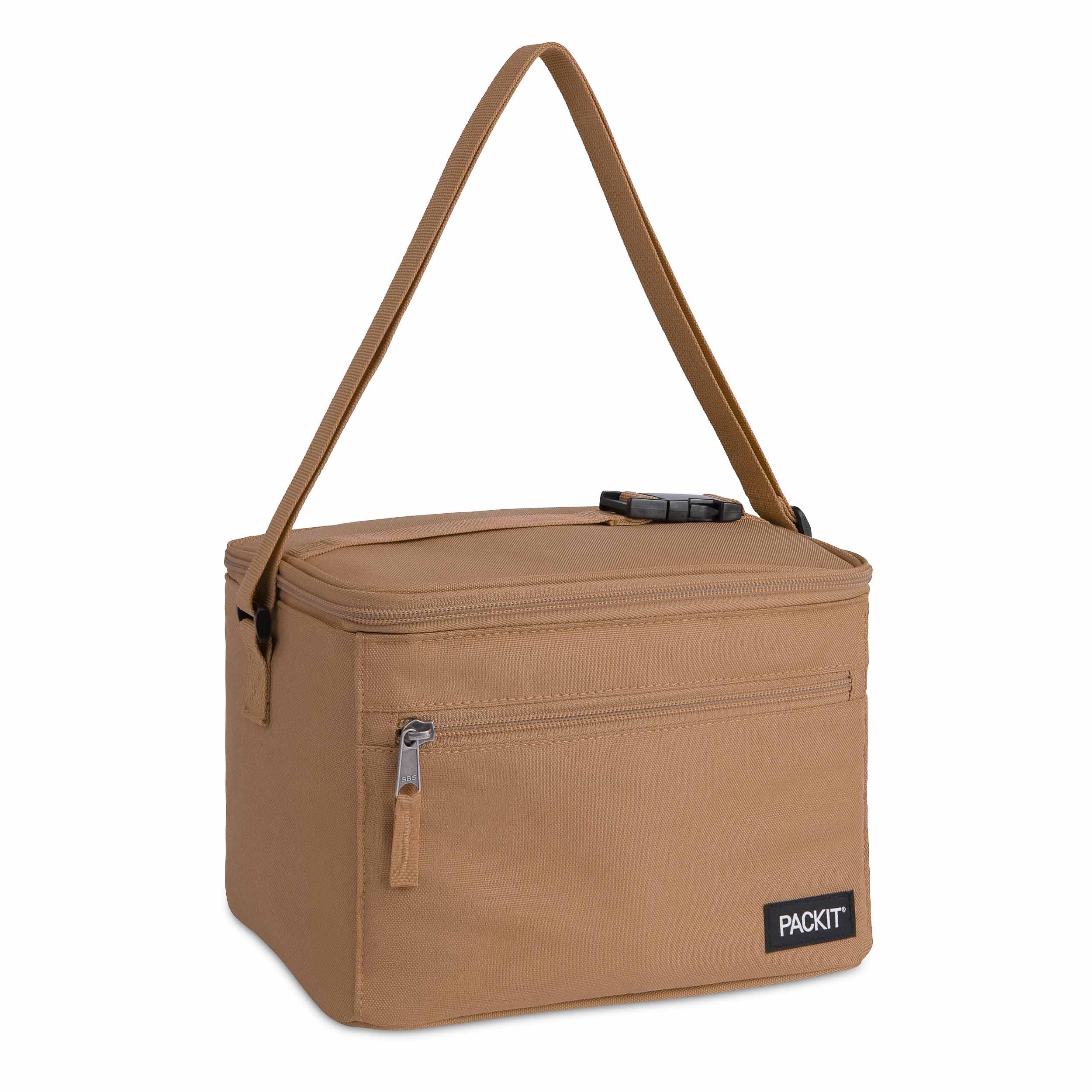 PackIt Freezable Essential Lunch Cooler, Almond, Built with EcoFreeze Technology, Fully Freezable, Collapsible, Reusable, With Adjustable Crossbody Strap, Top Clip Handle, Designed for Fresh Office - Image 4