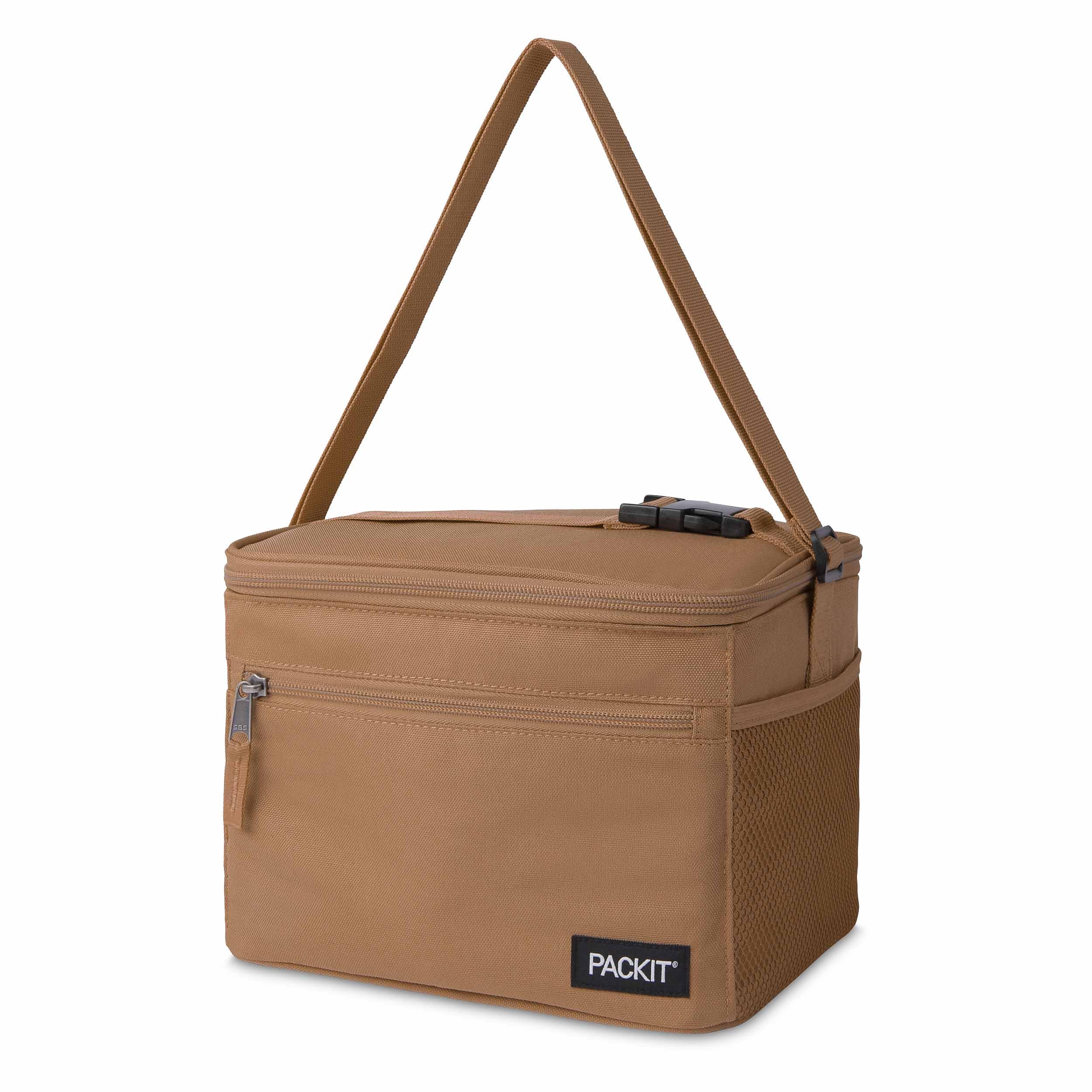 PackIt Freezable Essential Lunch Cooler, Almond, Built with EcoFreeze Technology, Fully Freezable, Collapsible, Reusable, With Adjustable Crossbody Strap, Top Clip Handle, Designed for Fresh Office - Image 6