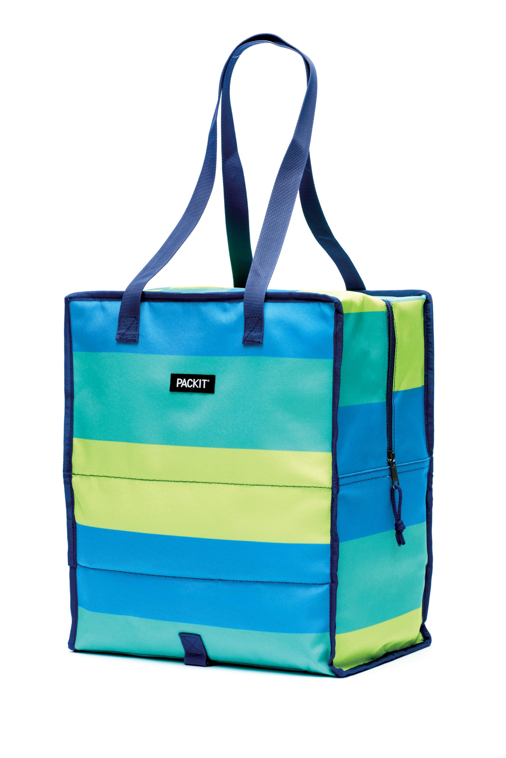 PackIt Freezable Grocery Shopping Bag with Zip Closure, Fresh Stripe - Image 5