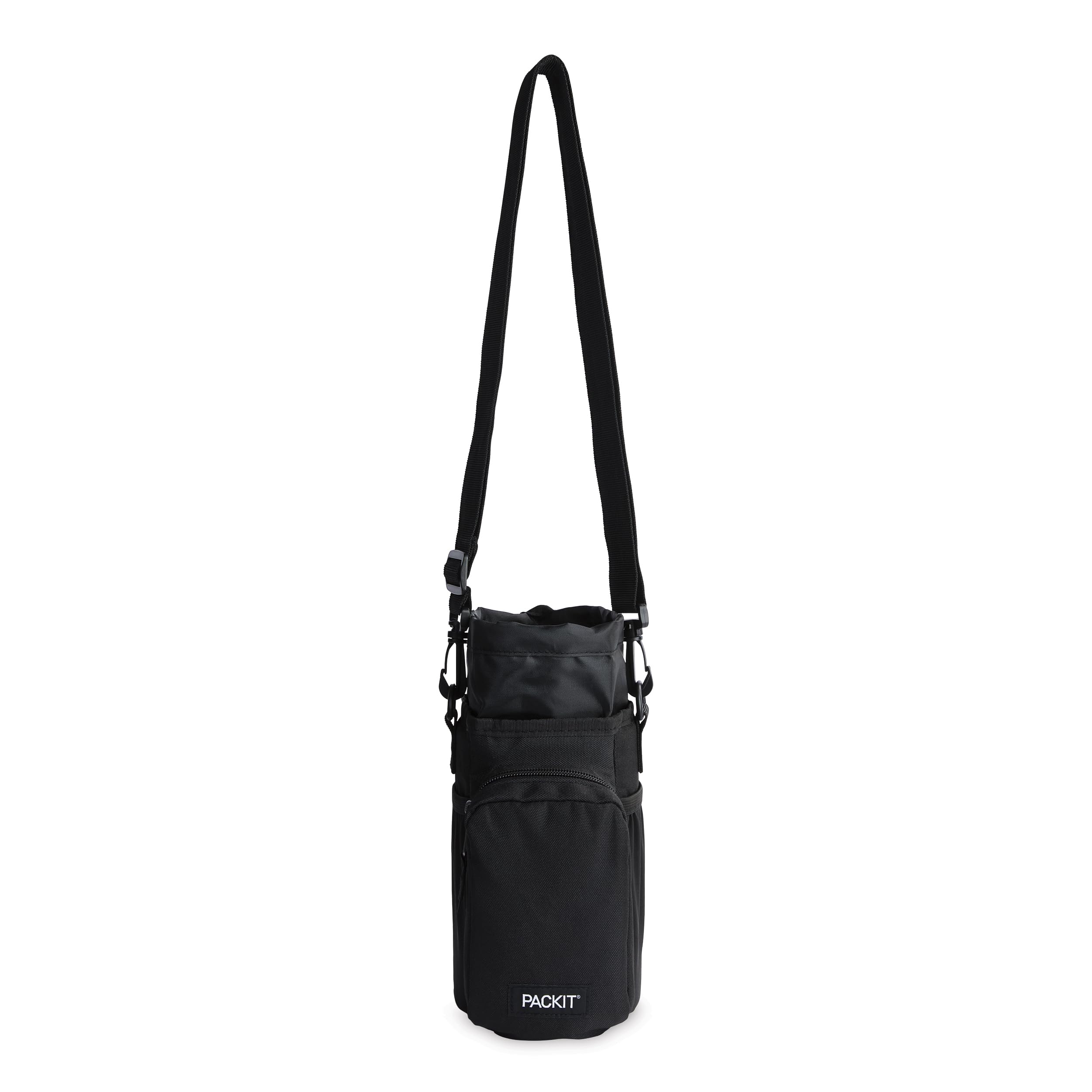 PackIt Freezable Hydration Crossbody Water Bottle Carrier with Strap, Fits 32,40 oz and 64 oz - Triple Function Design, Removable Freezable Insert, Adjustable Crossbody Strap, Front Zip Pocket - Black - Image 5