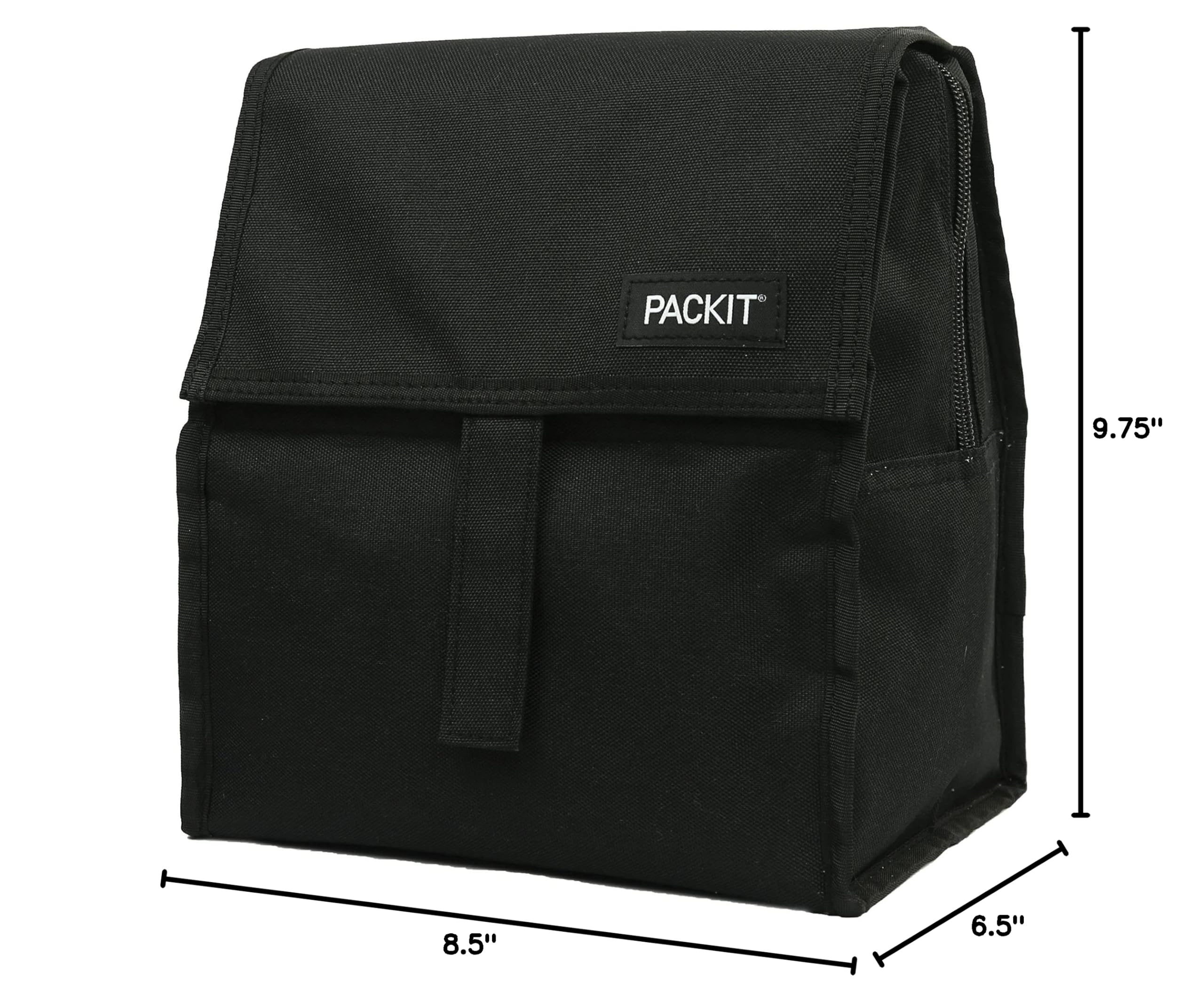 PackIt Freezable Lunch Bag, Black, Built with EcoFreeze Technology, Foldable, Reusable, Zip and Fold Closure with Buckle Handle, Perfect for School and Office Lunches - Image 10
