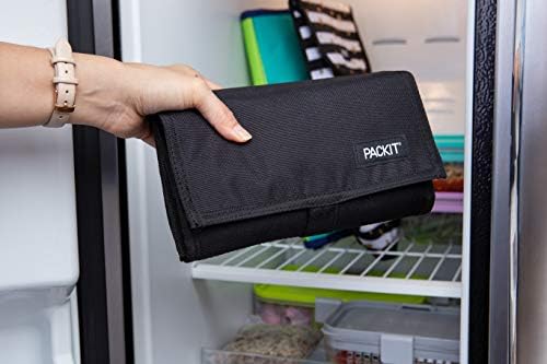 PackIt Freezable Lunch Bag, Black, Built with EcoFreeze Technology, Foldable, Reusable, Zip and Fold Closure with Buckle Handle, Perfect for School and Office Lunches - Image 4
