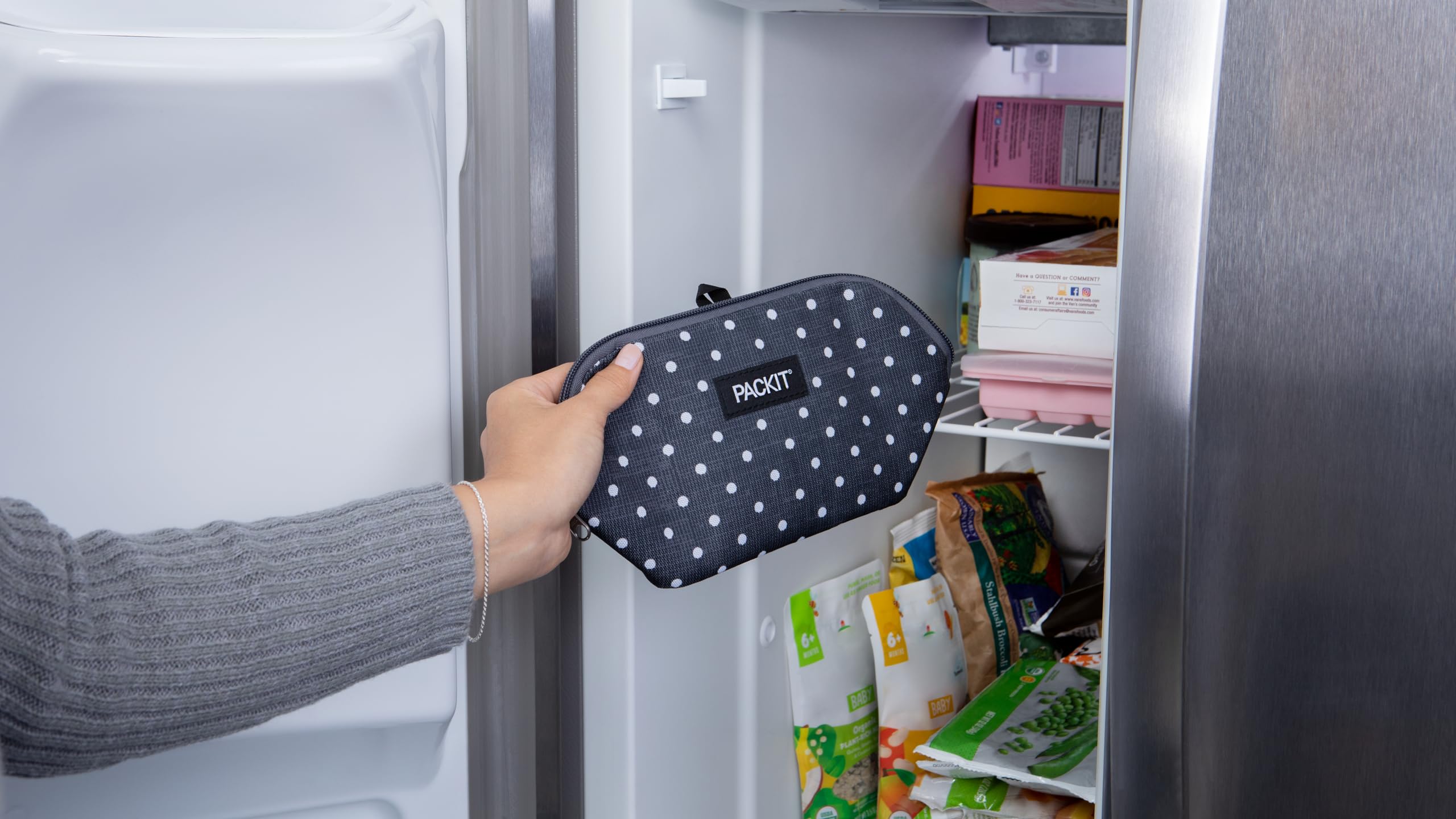 PackIt Freezable Snack Bag, Polka Dots, Built with EcoFreeze Technology, Foldable, Reusable, Zip Closure Locks in Cool Dry Air, and Fresh Snacks On the Go - Image 4