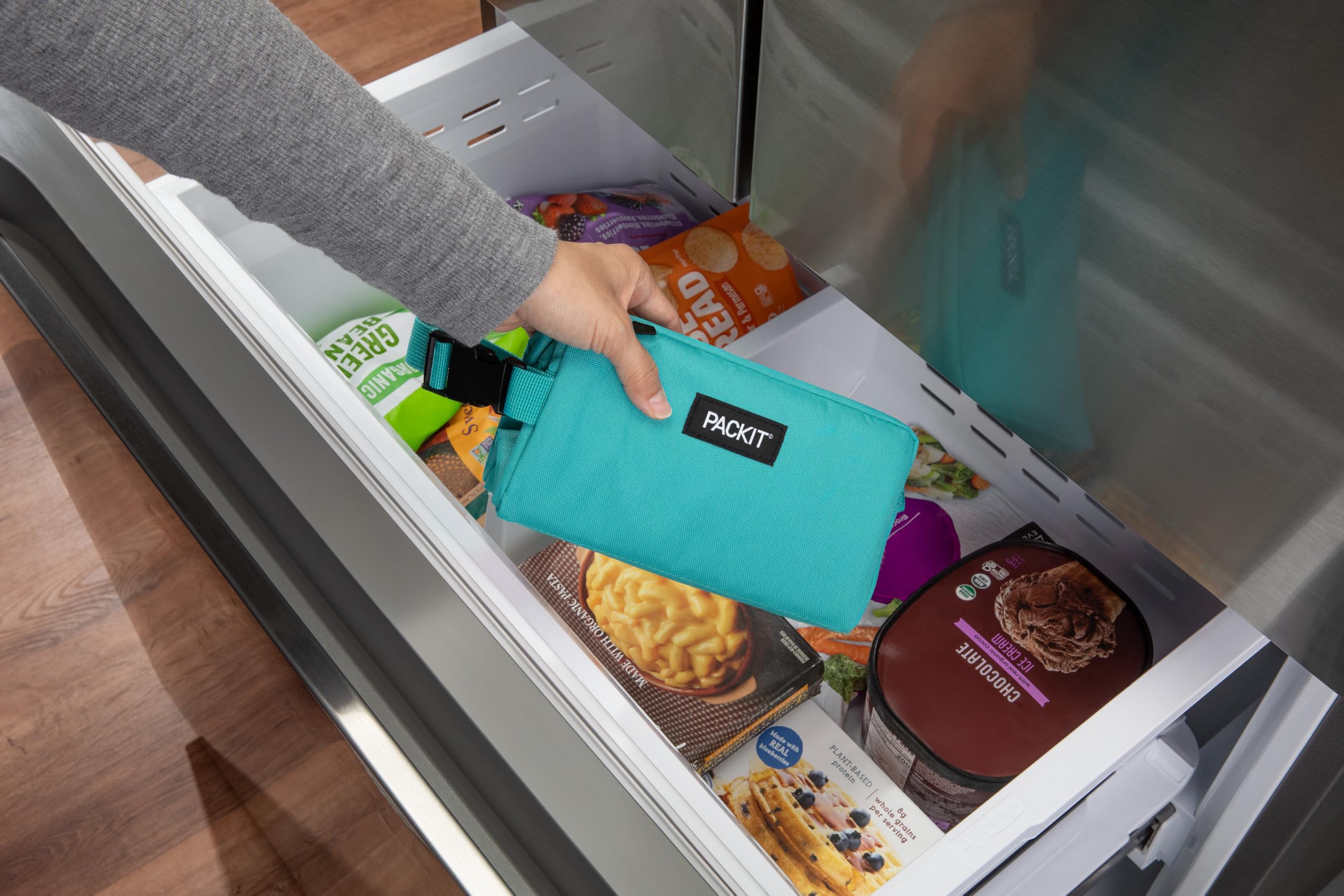 PackIt Freezable Snack Box, Teal, Built with EcoFreeze Technology, Collapsible, Reusable, Zip Closure with Buckle Handle, Designed For Work Snacks, Fresh Snacks On the Go, Adults, and All Ages - Image 6