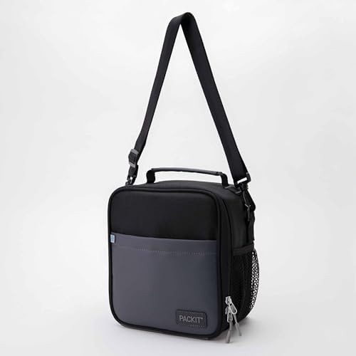 PackIt Freezable Upright Lunch Box, Black/Gray, Engineered with ECOFREEZE+ Technology: Triple Layered Protection for Ultimate Cooling, with Removable Crossbody Strap, Fresh Food On the Go - Image 7
