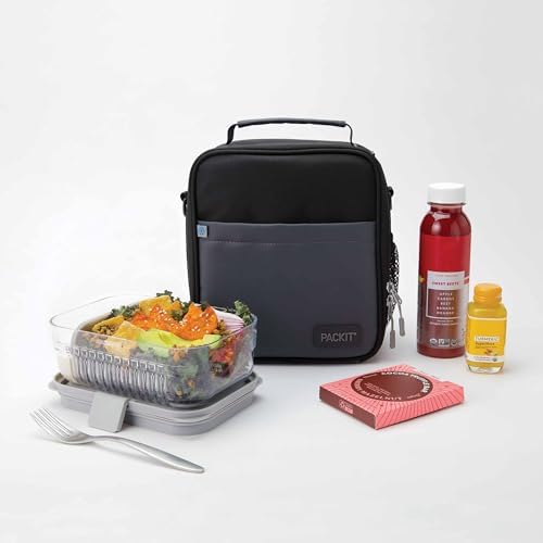 PackIt Freezable Upright Lunch Box, Black/Gray, Engineered with ECOFREEZE+ Technology: Triple Layered Protection for Ultimate Cooling, with Removable Crossbody Strap, Fresh Food On the Go - Image 9