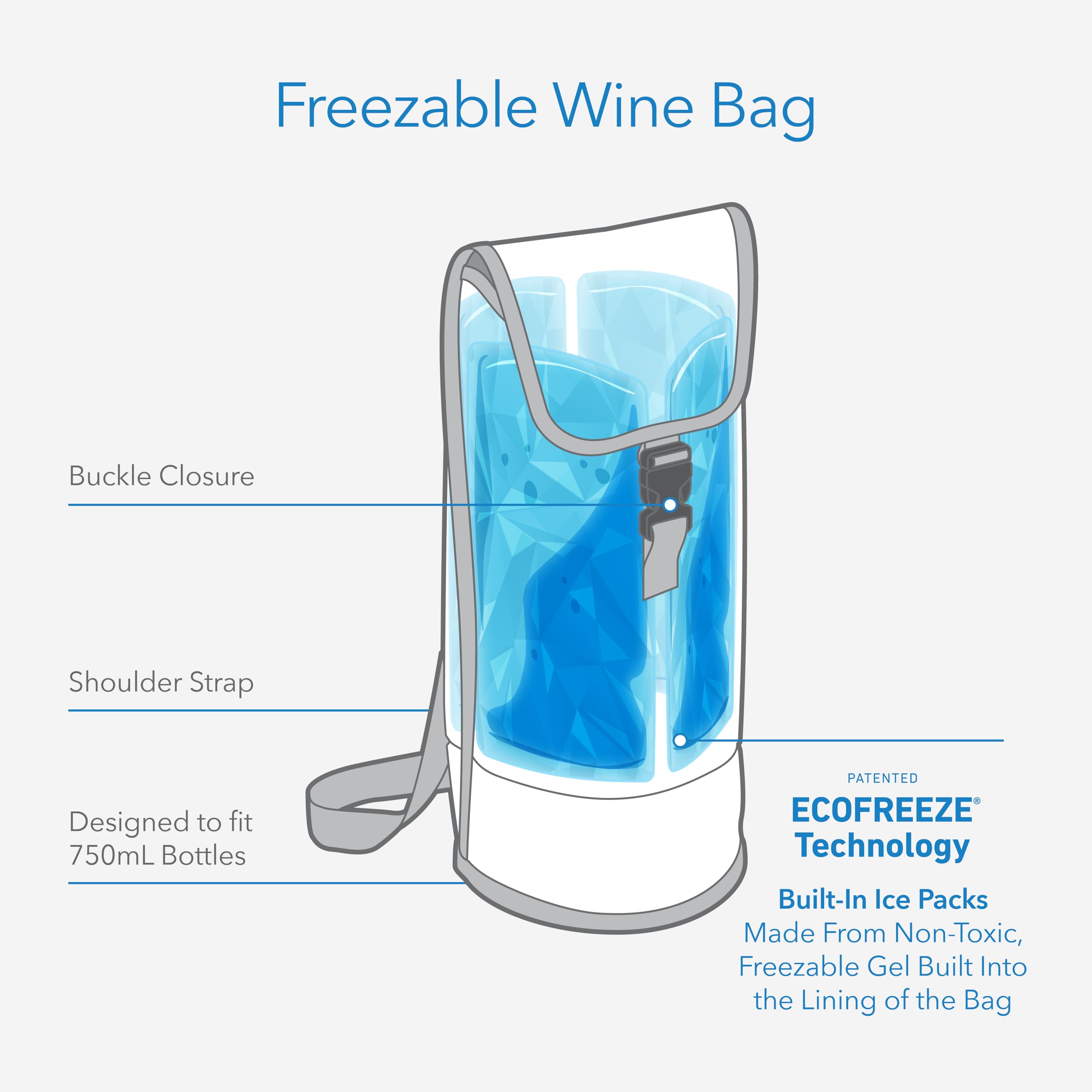 PackIt(R) Freezable Wine Bag, Black, Built with EcoFreeze(R) Technology, Foldable, Reusable, Shoulder Strap with Buckle Closure, Perfect for Adults and Drinks On-the-Go - Image 3