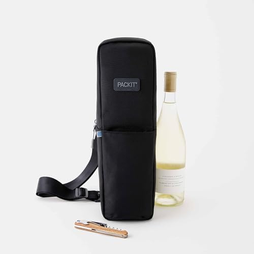 PackIt Freezable Wine Carrier, Black, with Adjustable Removable Crossbody Strap and Wristlet, ECOFREEZE+ Technology: Triple Layered Protection for Ultimate Cooling, Collapsible, Reusable, Zip Closure - Image 7