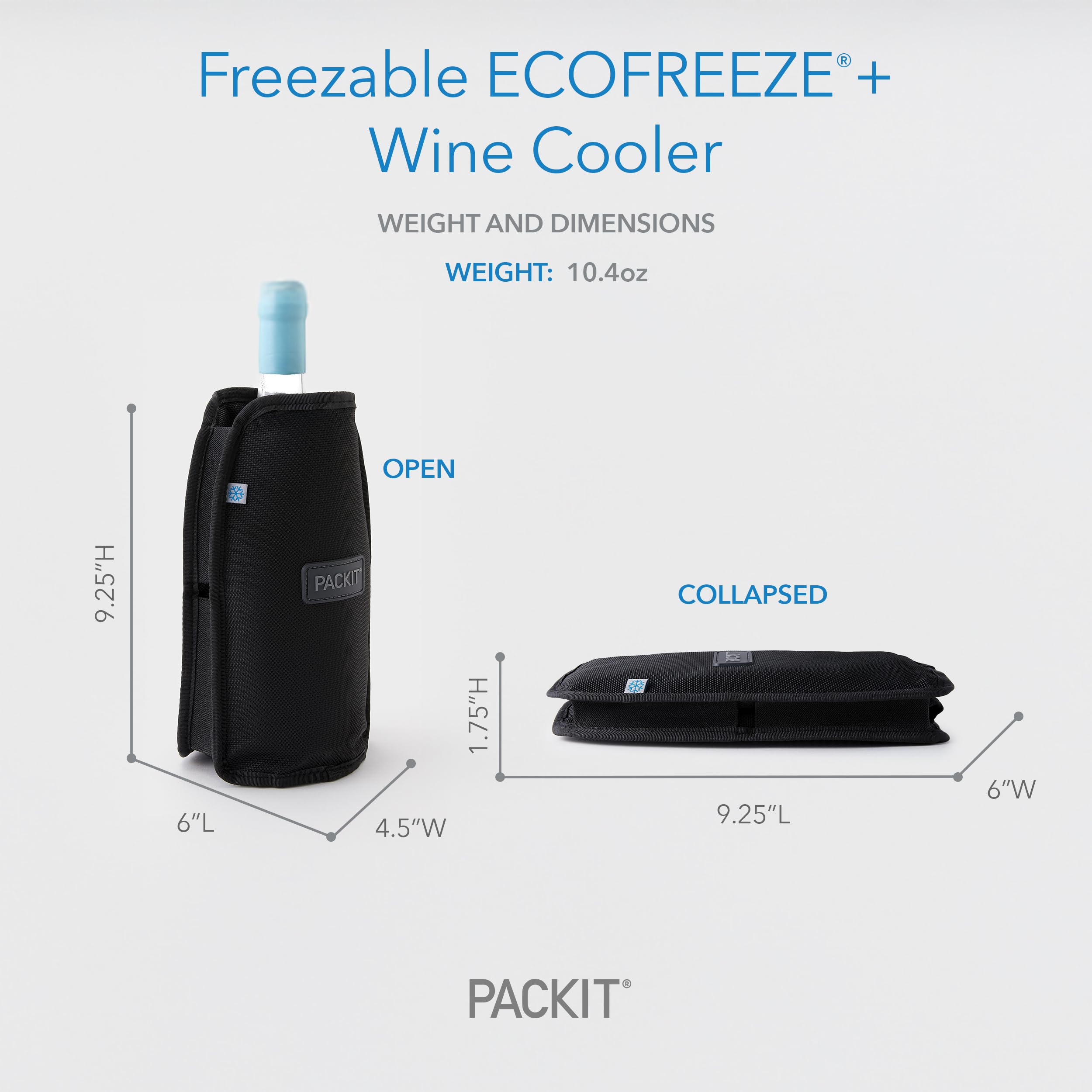 PackIt Freezable Wine Cooler, Black, with a Seatbelt Webbing Handle Strap, ECOFREEZE+ Technology: Triple Layered Protection for Ultimate Cooling, Fits Most Standard Sized Wine and Champagne Bottles - Image 4