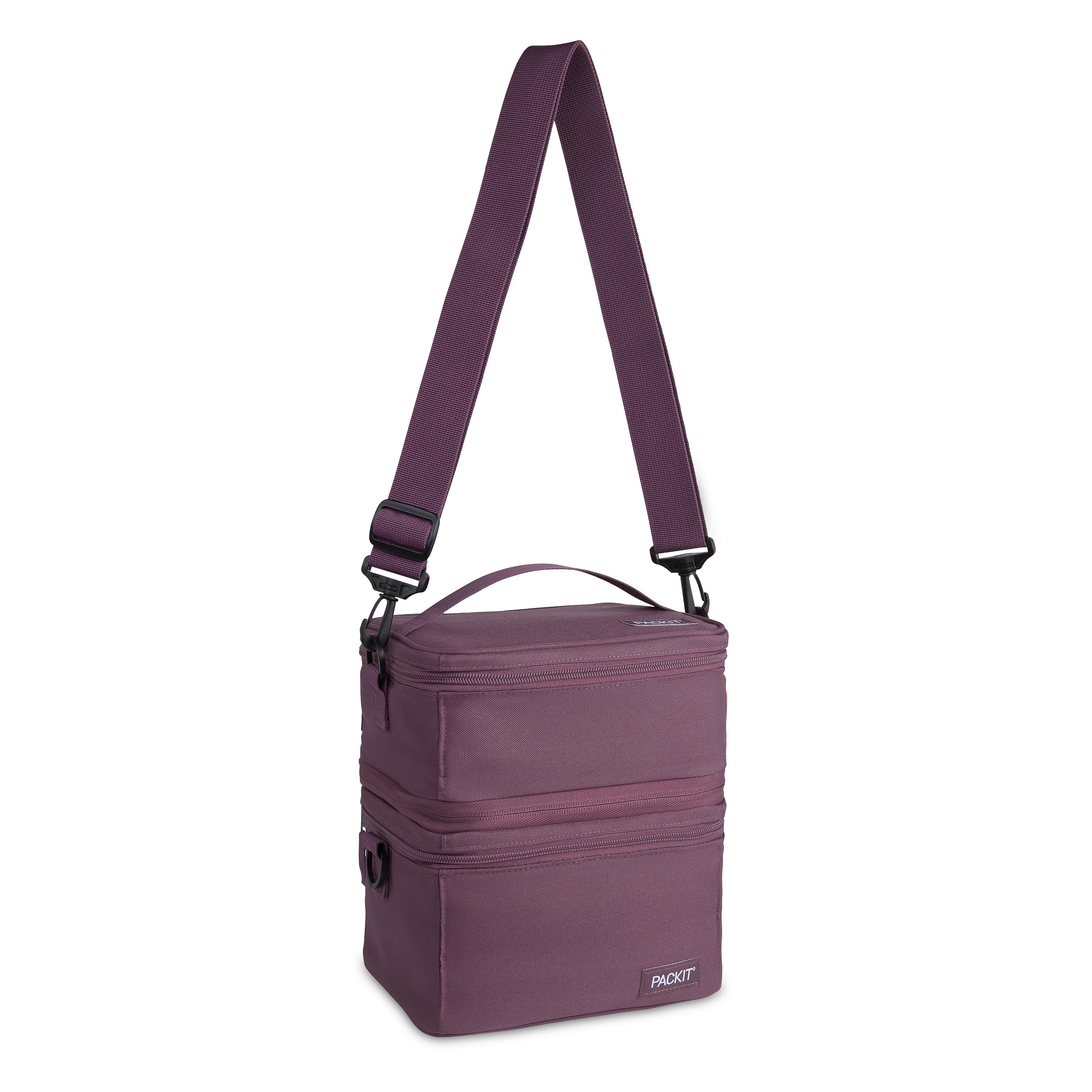 PackIt MOD 3-IN-1 Lunch Box, Plum, Triple Function System, Insulated and Freezable with EcoFreeze Technology, Removable Crossbody Strap, Top Handle, Designed for Fresh Office or Work Lunches - Image 4