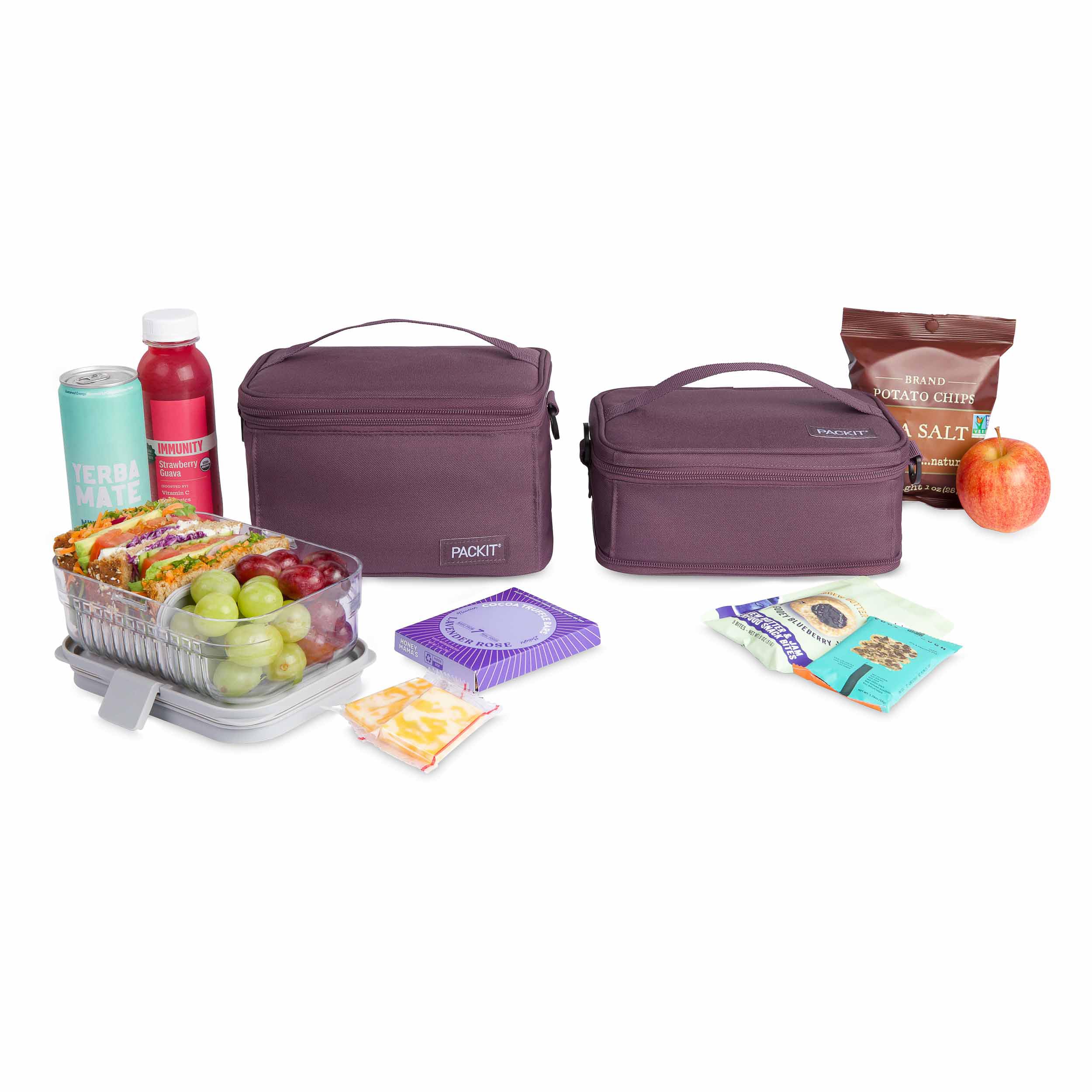 PackIt MOD 3-IN-1 Lunch Box, Plum, Triple Function System, Insulated and Freezable with EcoFreeze Technology, Removable Crossbody Strap, Top Handle, Designed for Fresh Office or Work Lunches - Image 5