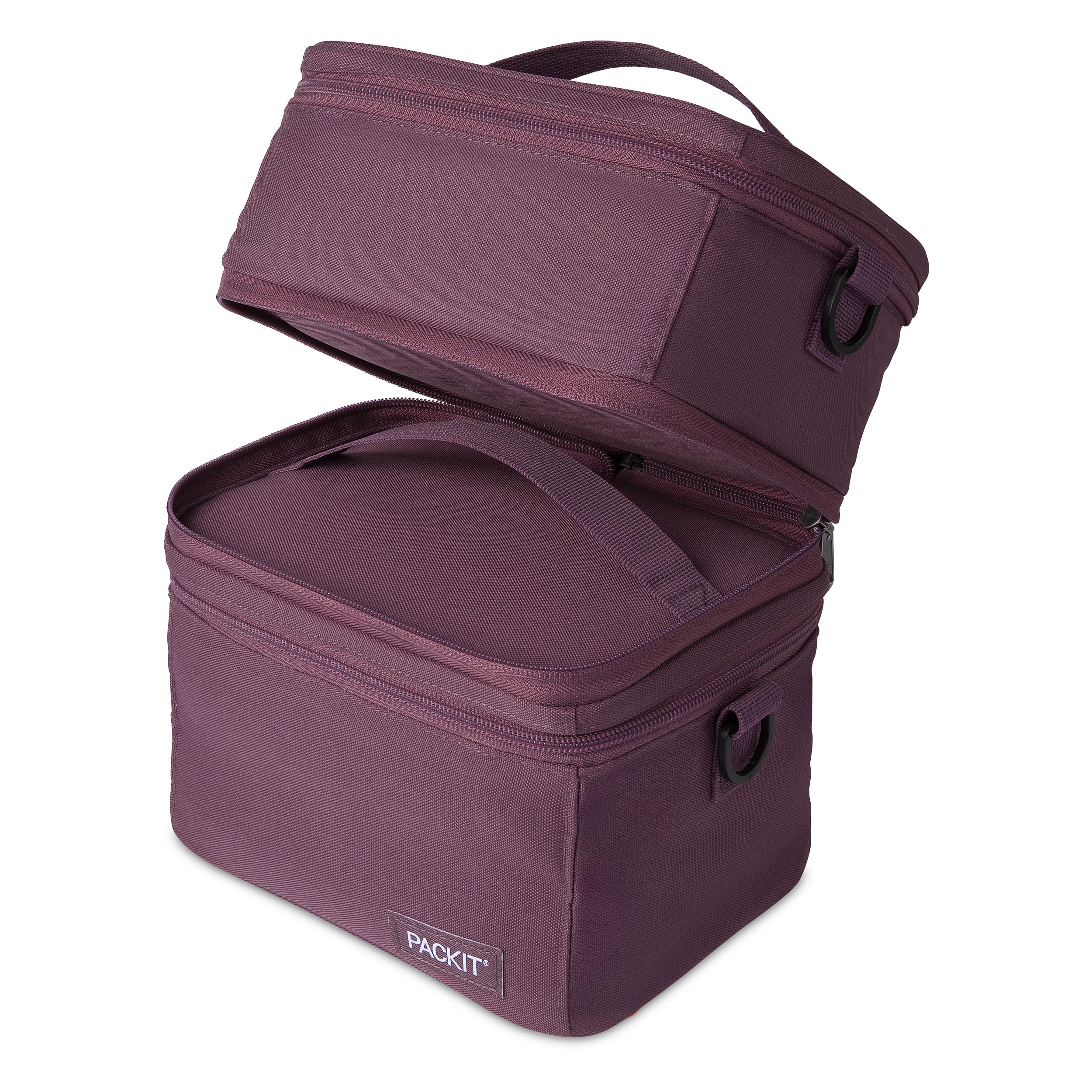 PackIt MOD 3-IN-1 Lunch Box, Plum, Triple Function System, Insulated and Freezable with EcoFreeze Technology, Removable Crossbody Strap, Top Handle, Designed for Fresh Office or Work Lunches - Image 6