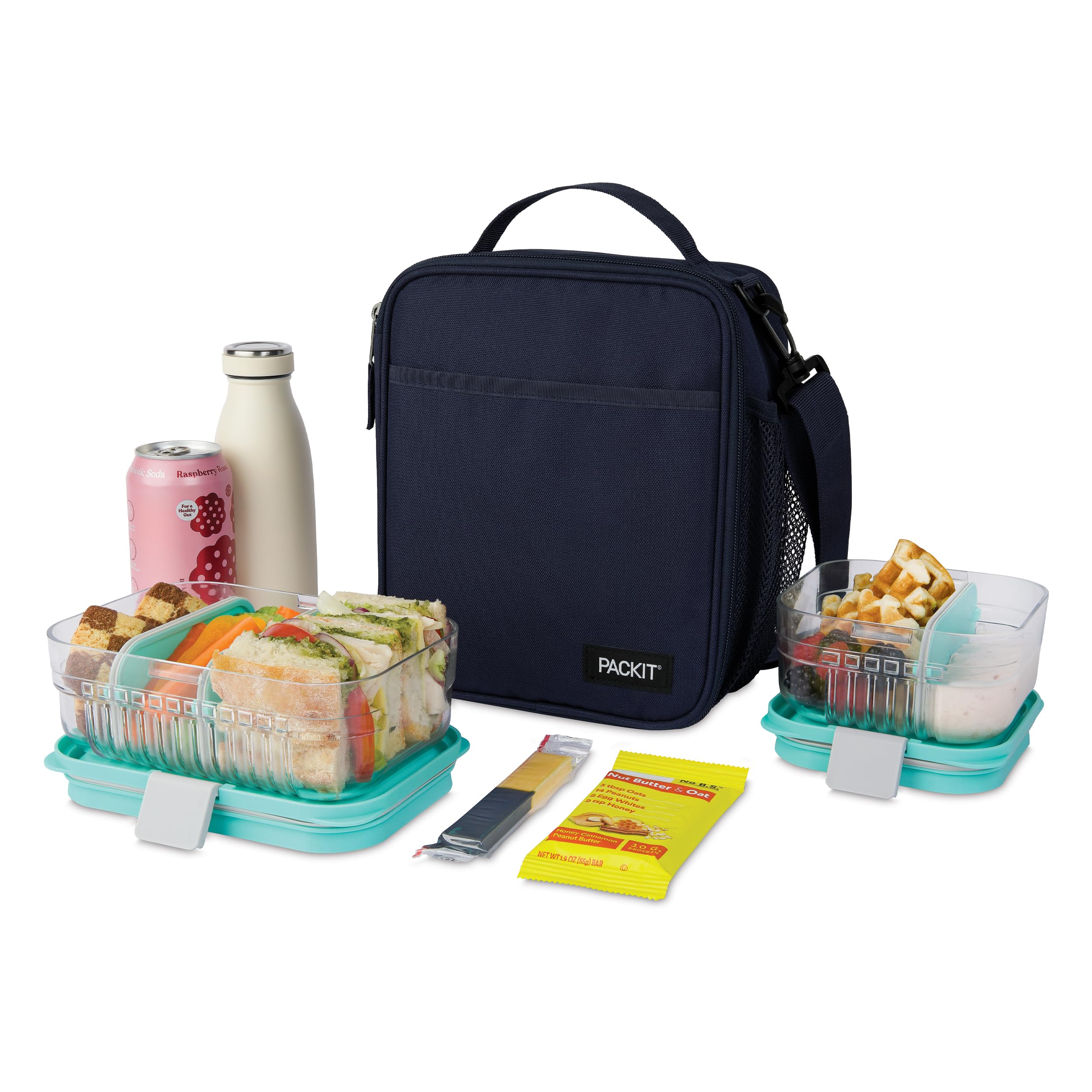 PackIt(R) Freezable Crossbody Lunch Box, Midnight Navy, Built with EcoFreeze(R) Technology, Fully Freezable, Collapsible, Reusable, With Top Handle, Front Slip Pocket. Effortlessly Carry, Fresh Every Time - Image 6