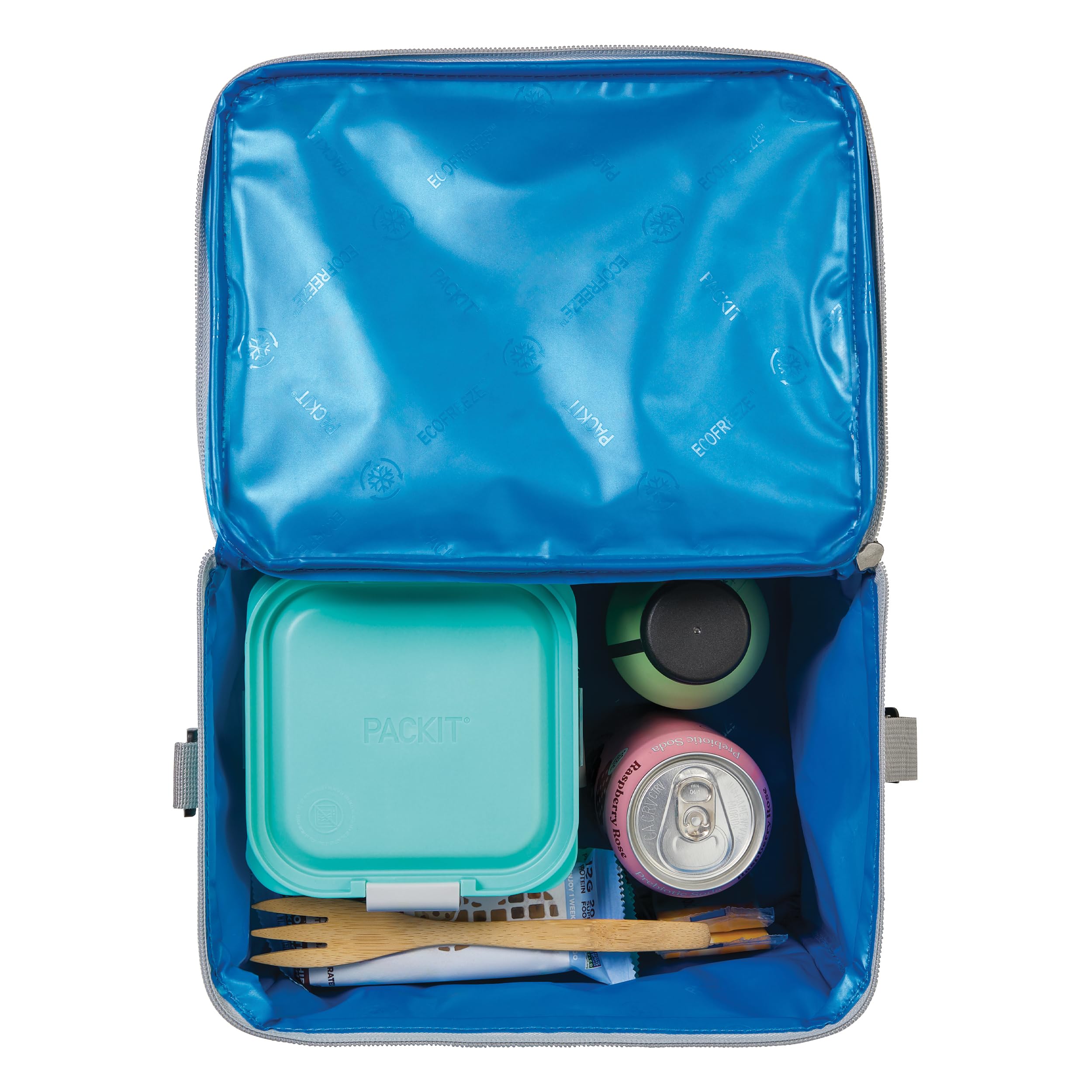 PackIt(R) Freezable Lunch Cooler, Soft Mint, Built with EcoFreeze(R) Technology, Fully Freezable, Collapsible, Reusable, Mesh Side Pocket, Top Handle, Multi-Use Lunch Box, Cooler - Image 7